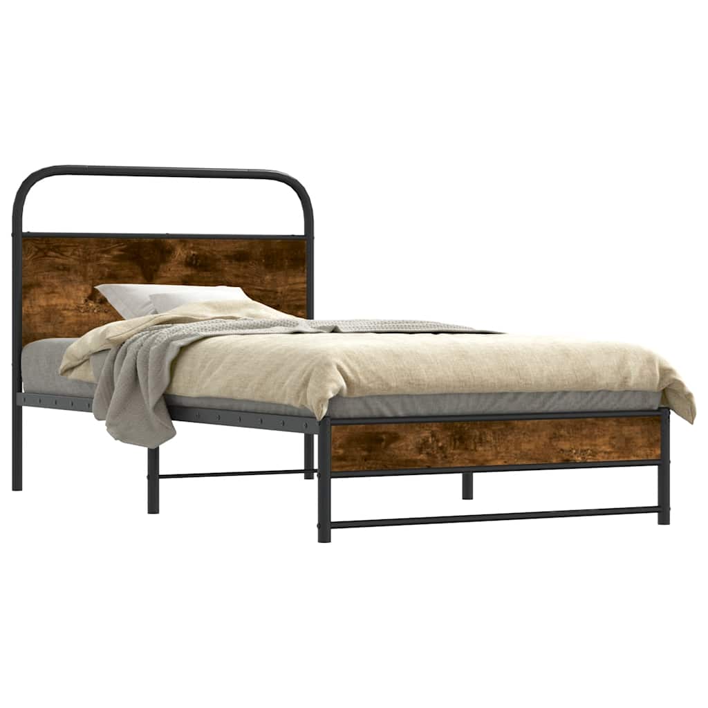 Cadre de lit sans matelas 100x200 cm chêne fumé bois ingénierie - XIOS