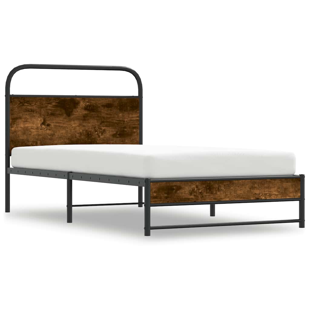 Cadre de lit sans matelas 100x200 cm chêne fumé bois ingénierie - XIOS