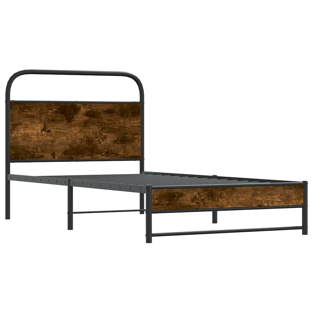 Cadre de lit sans matelas 100x200 cm chêne fumé bois ingénierie - XIOS