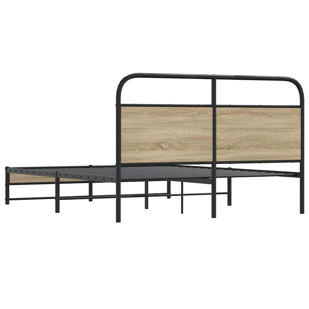 Cadre de lit sans matelas 150x200 cm chêne fumé bois ingénierie - XIOS