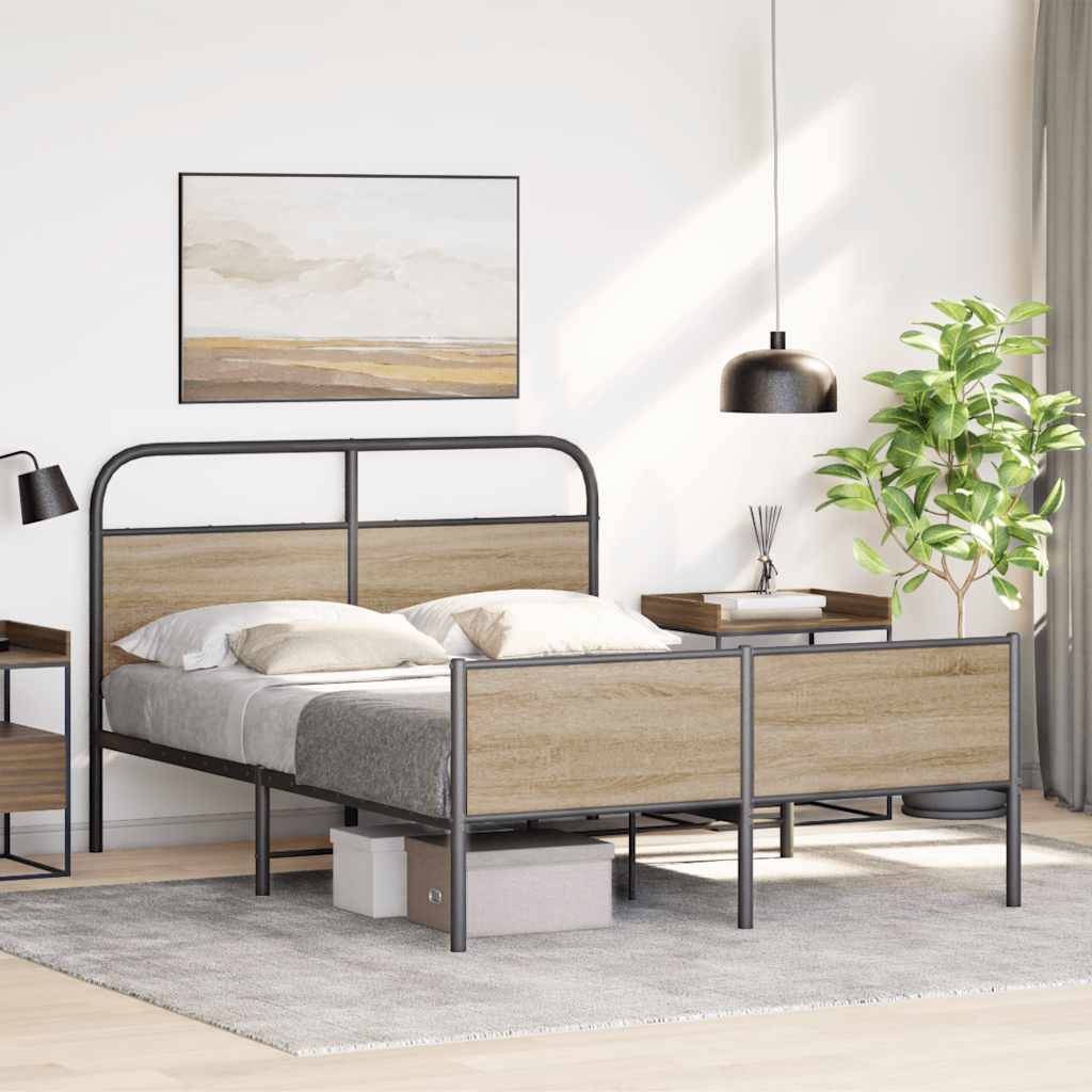 Cadre de lit sans matelas 135x190 cm chêne sonoma - XIOS