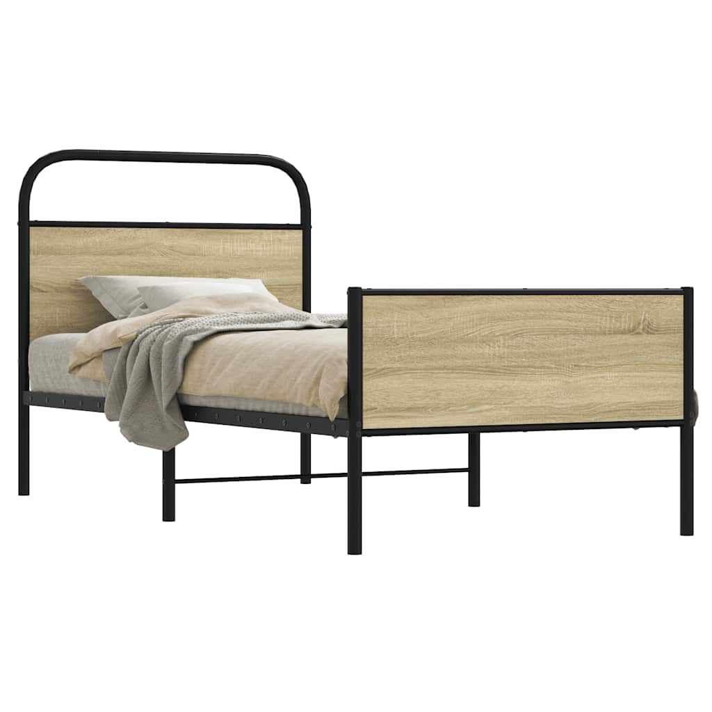 Cadre de lit sans matelas 75x190cm chêne sonoma bois ingénierie - XIOS