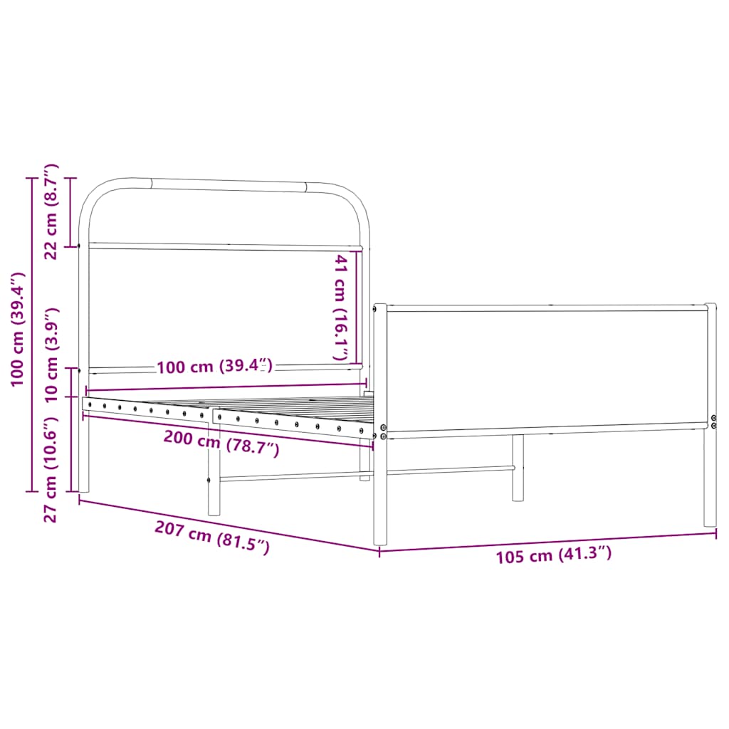 Cadre de lit sans matelas 100x200 cm chêne sonoma - XIOS