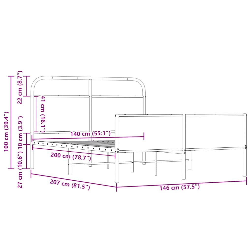 Cadre de lit sans matelas 140x200 cm chêne sonoma - XIOS