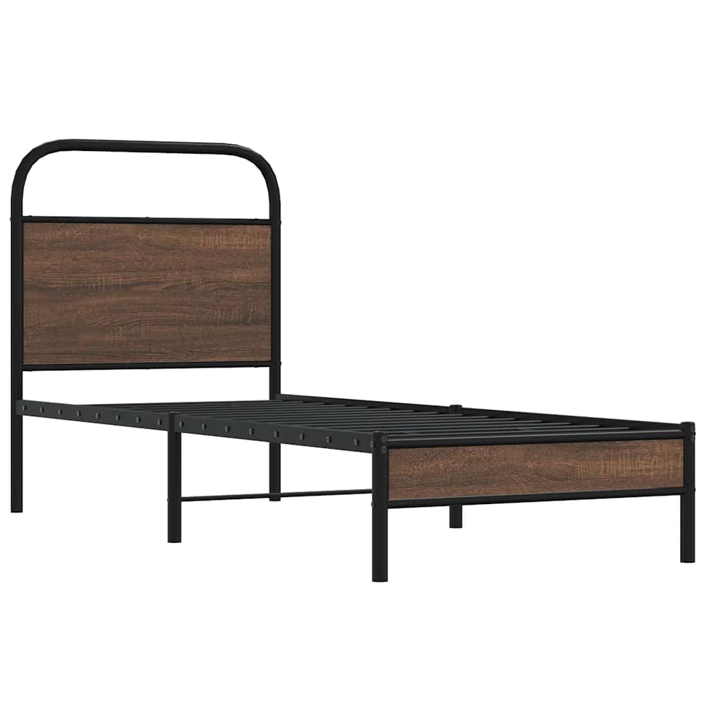 Cadre de lit sans matelas 75x190cm chêne marron bois ingénierie - XIOS
