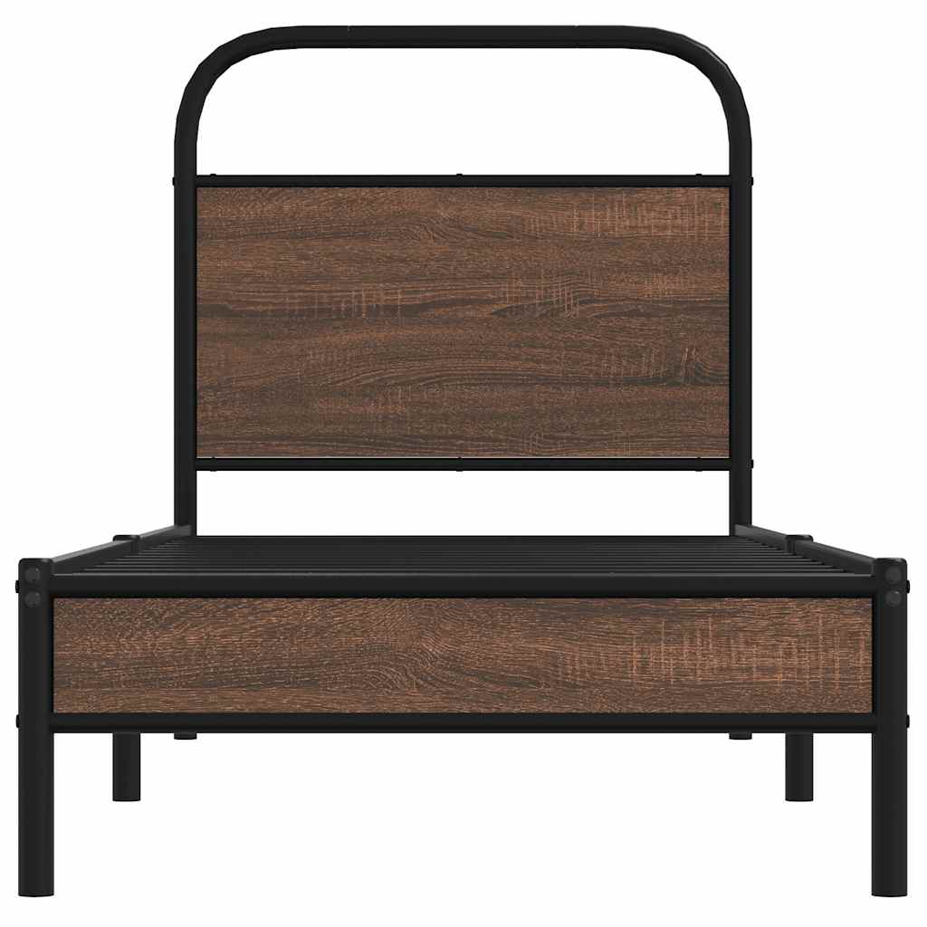 Cadre de lit sans matelas 75x190cm chêne marron bois ingénierie - XIOS