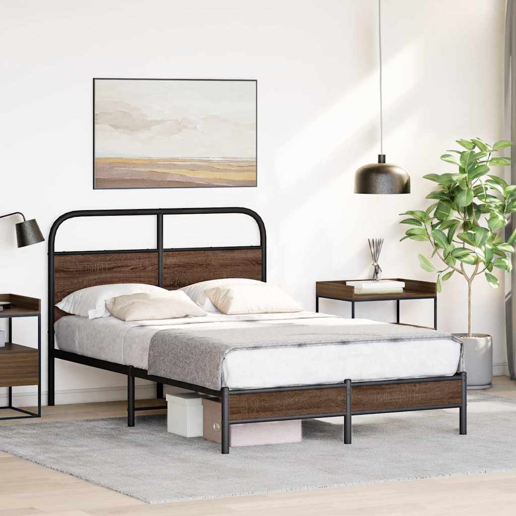 Cadre de lit sans matelas 135x190 cm chêne marron - XIOS