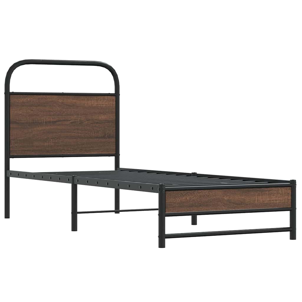 Cadre de lit sans matelas 75x190cm chêne marron bois ingénierie - XIOS