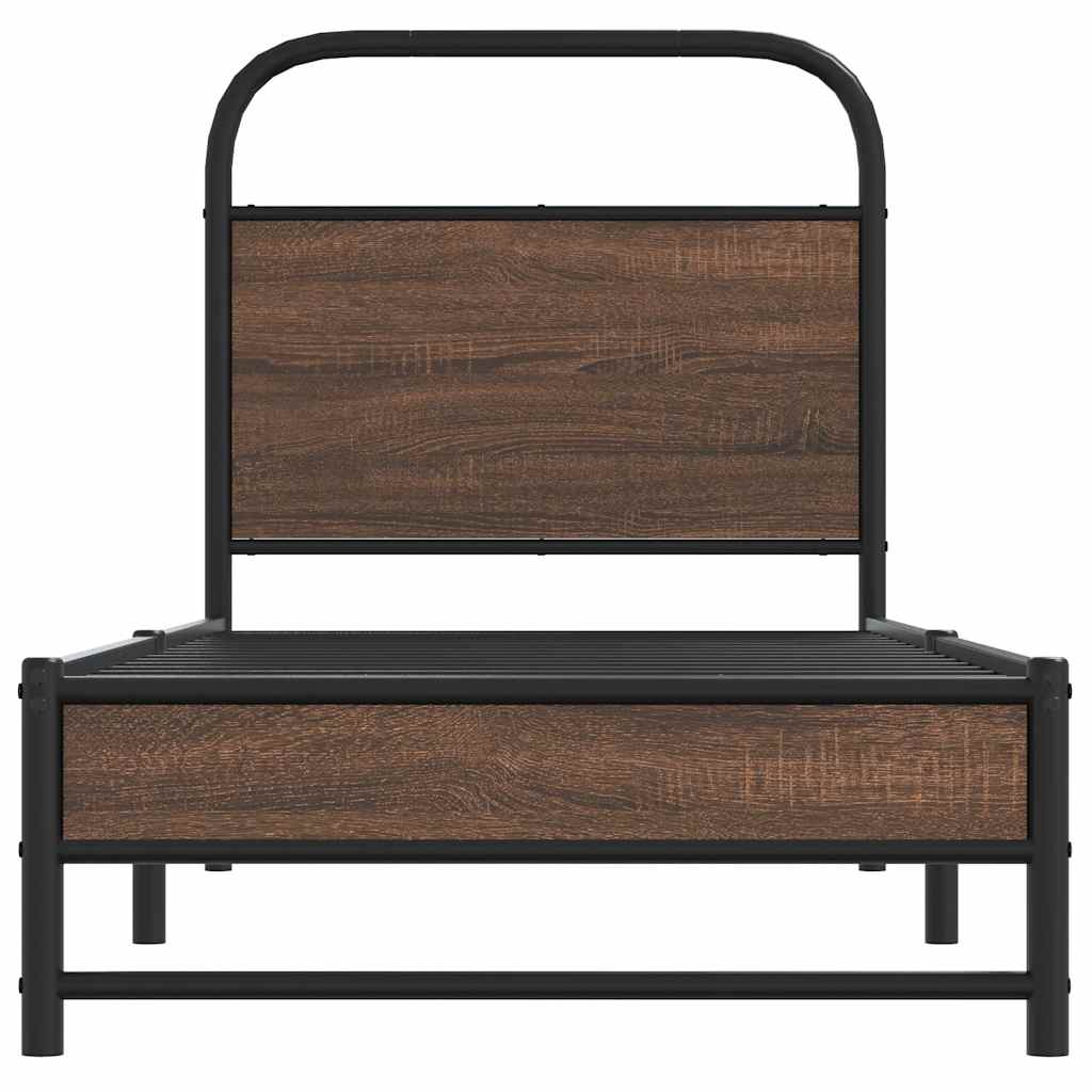 Cadre de lit sans matelas 75x190cm chêne marron bois ingénierie - XIOS