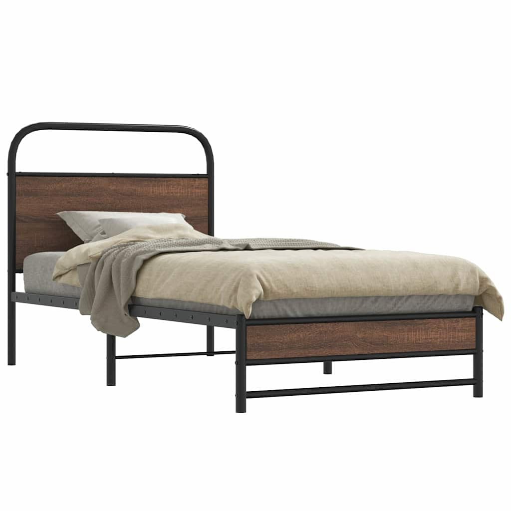 Cadre de lit sans matelas 107x203 cm chêne marron - XIOS