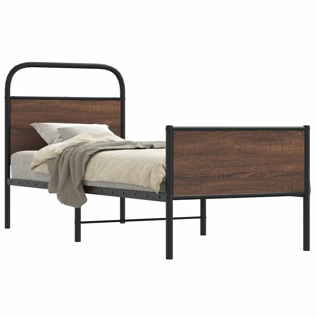 Cadre de lit sans matelas 75x190cm chêne marron bois ingénierie - XIOS