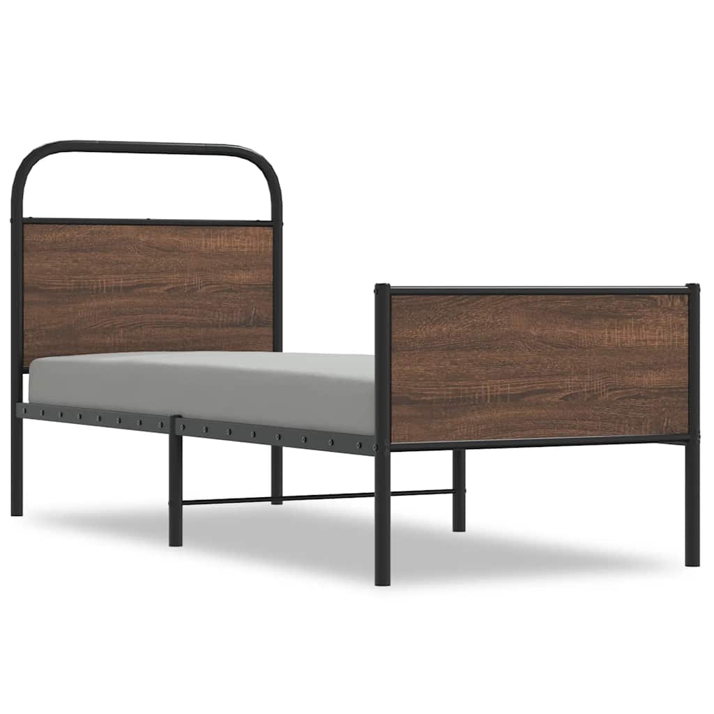 Cadre de lit sans matelas 80x200cm chêne marron bois ingénierie - XIOS