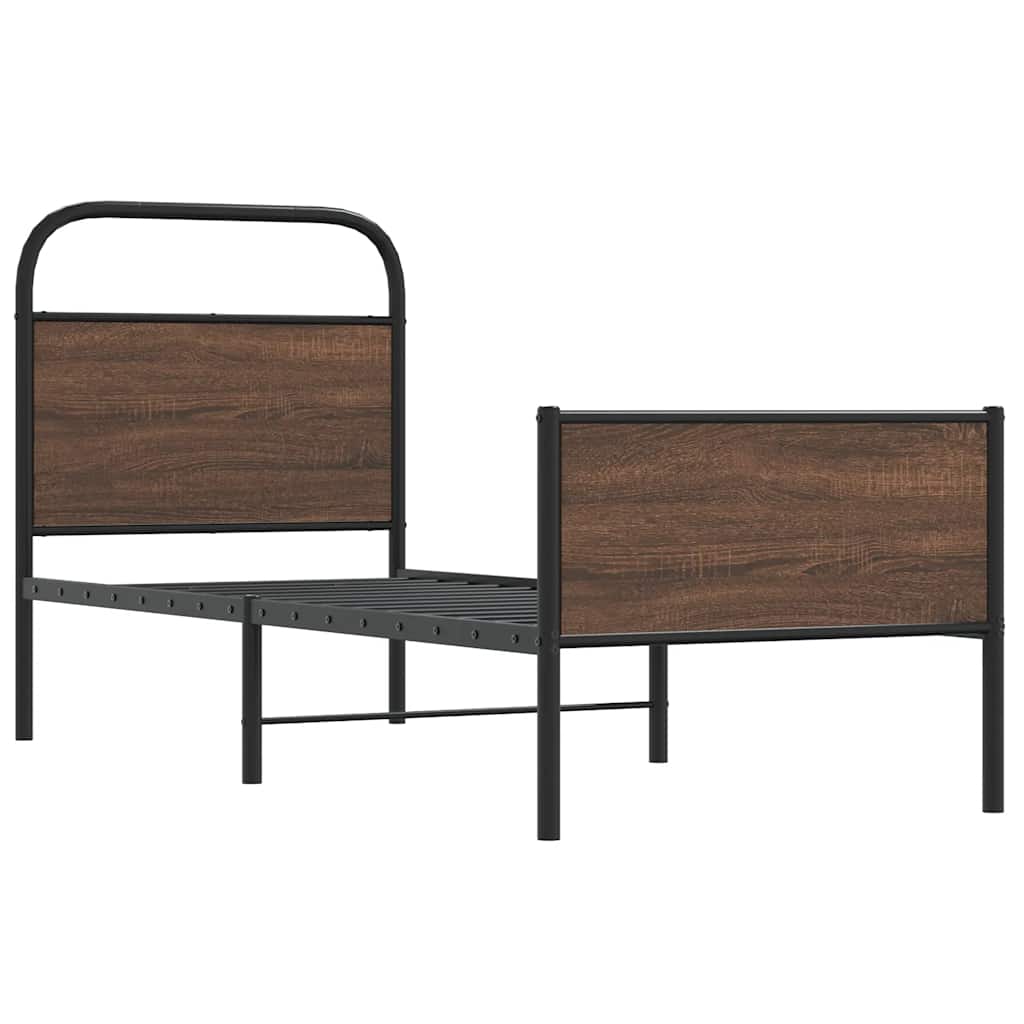 Cadre de lit sans matelas 80x200cm chêne marron bois ingénierie - XIOS