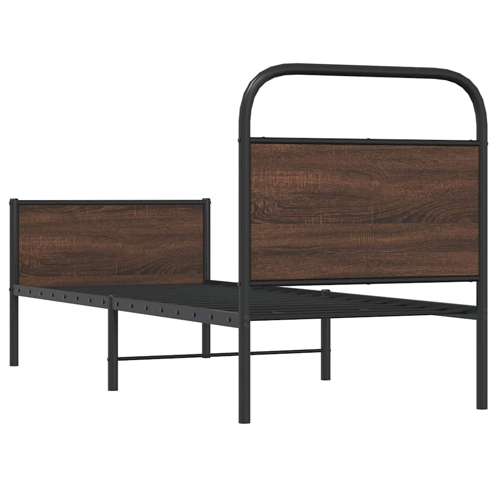 Cadre de lit sans matelas 80x200cm chêne marron bois ingénierie - XIOS