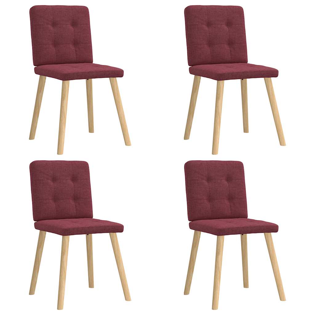 Chaises à manger lot de 4 rouge bordeaux tissu - XIOS