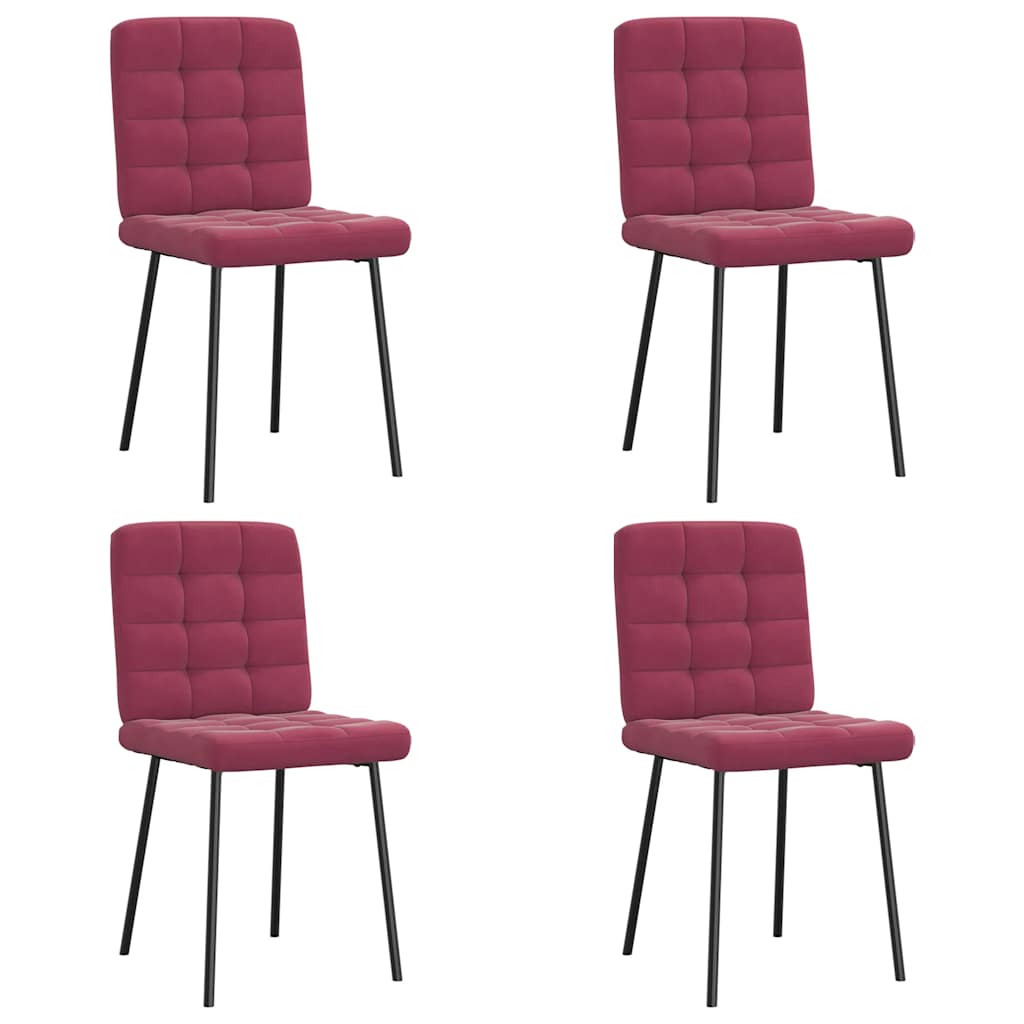 Chaises à manger lot de 4 Rouge bordeaux Velours - XIOS