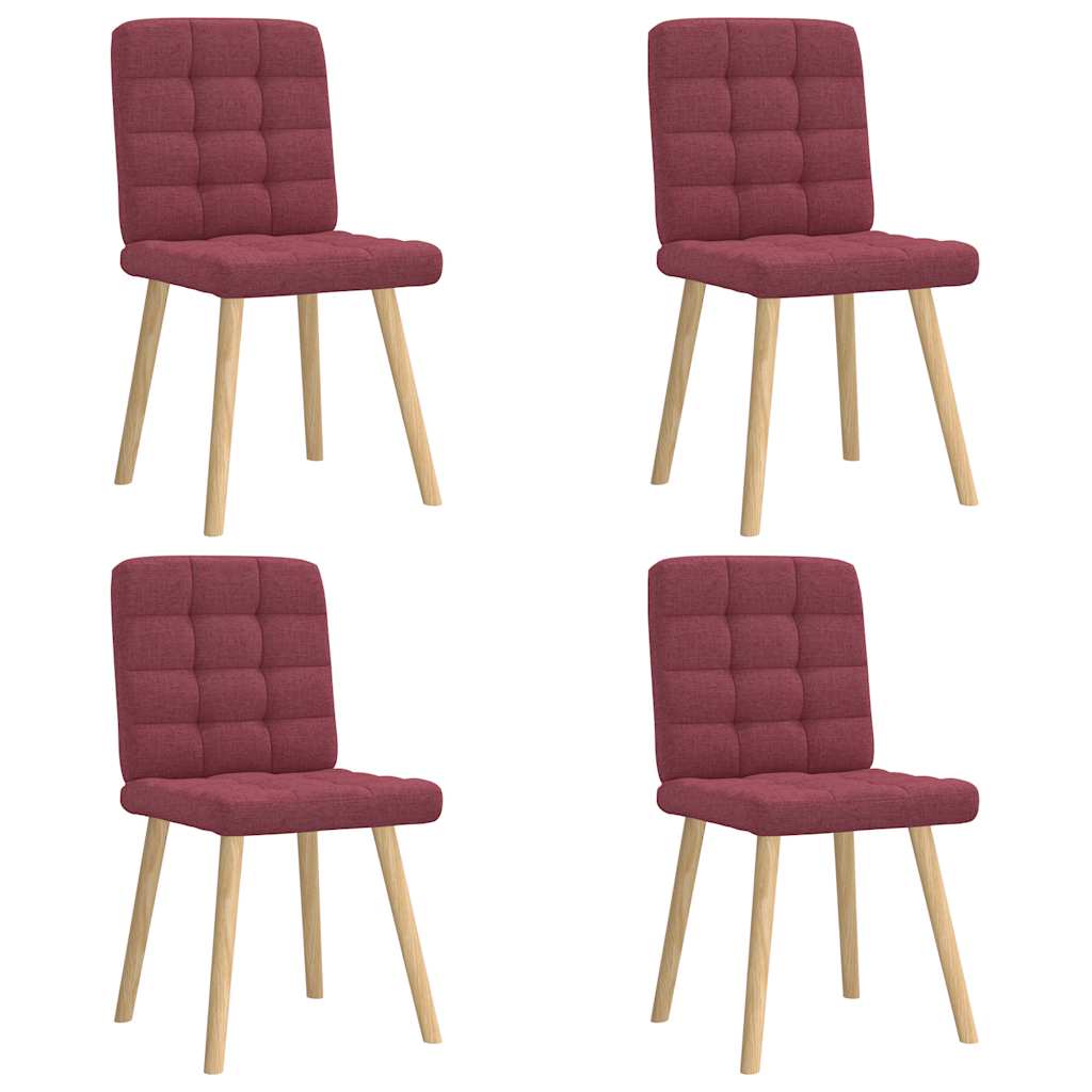 Chaises à manger lot de 4 rouge bordeaux tissu - XIOS