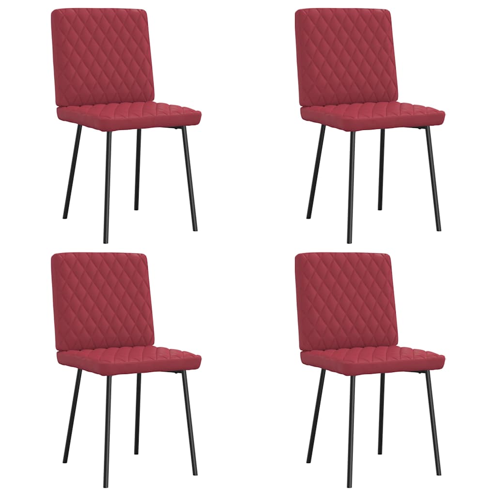 Chaises à manger lot de 4 rouge bordeaux similicuir - XIOS