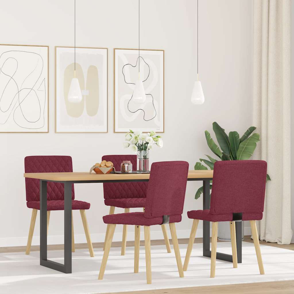 Chaises à manger lot de 4 rouge bordeaux tissu - XIOS