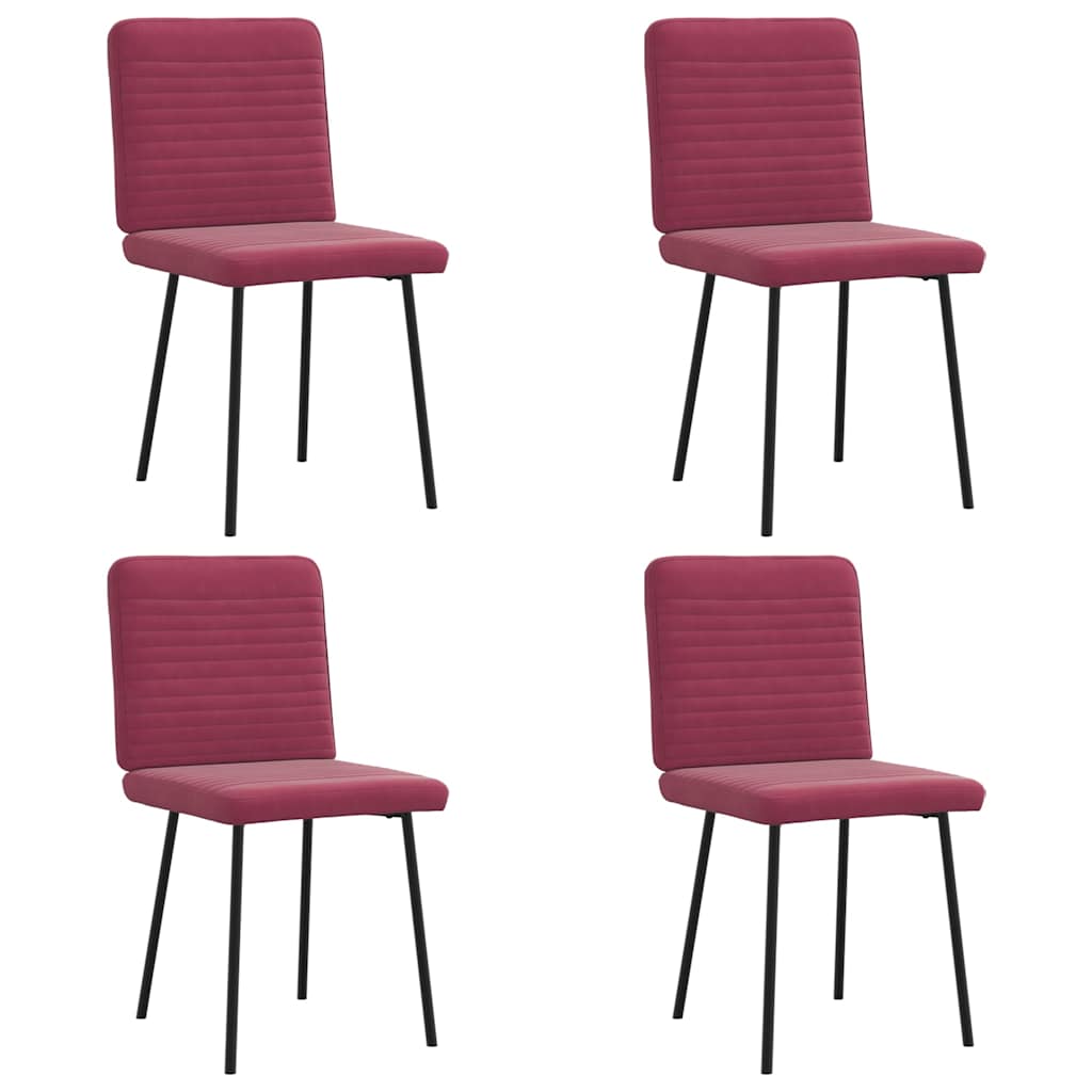 Chaises à manger lot de 4 Rouge bordeaux Velours - XIOS