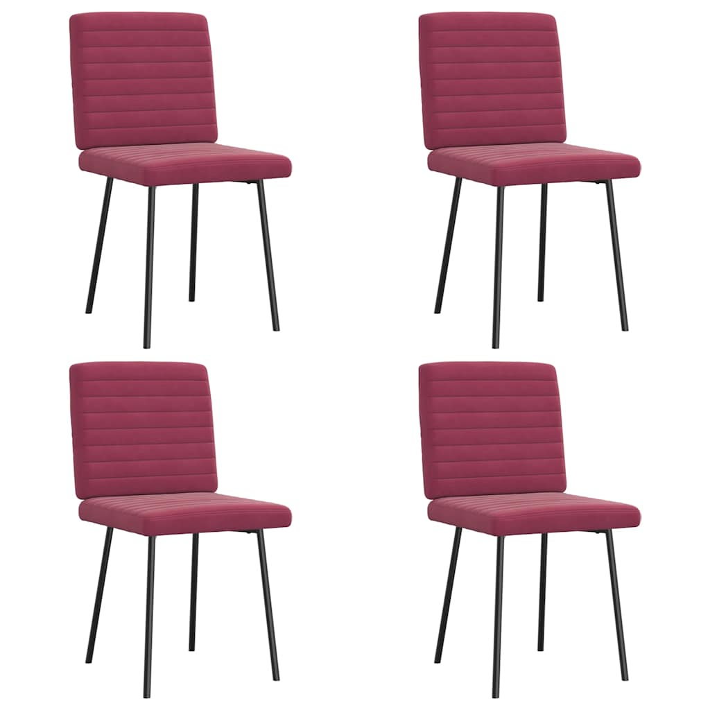 Chaises à manger lot de 4 Rouge bordeaux Velours - XIOS
