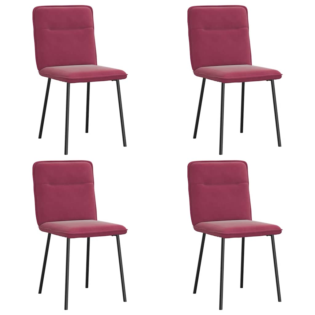 Chaises à manger lot de 4 Rouge bordeaux Velours - XIOS
