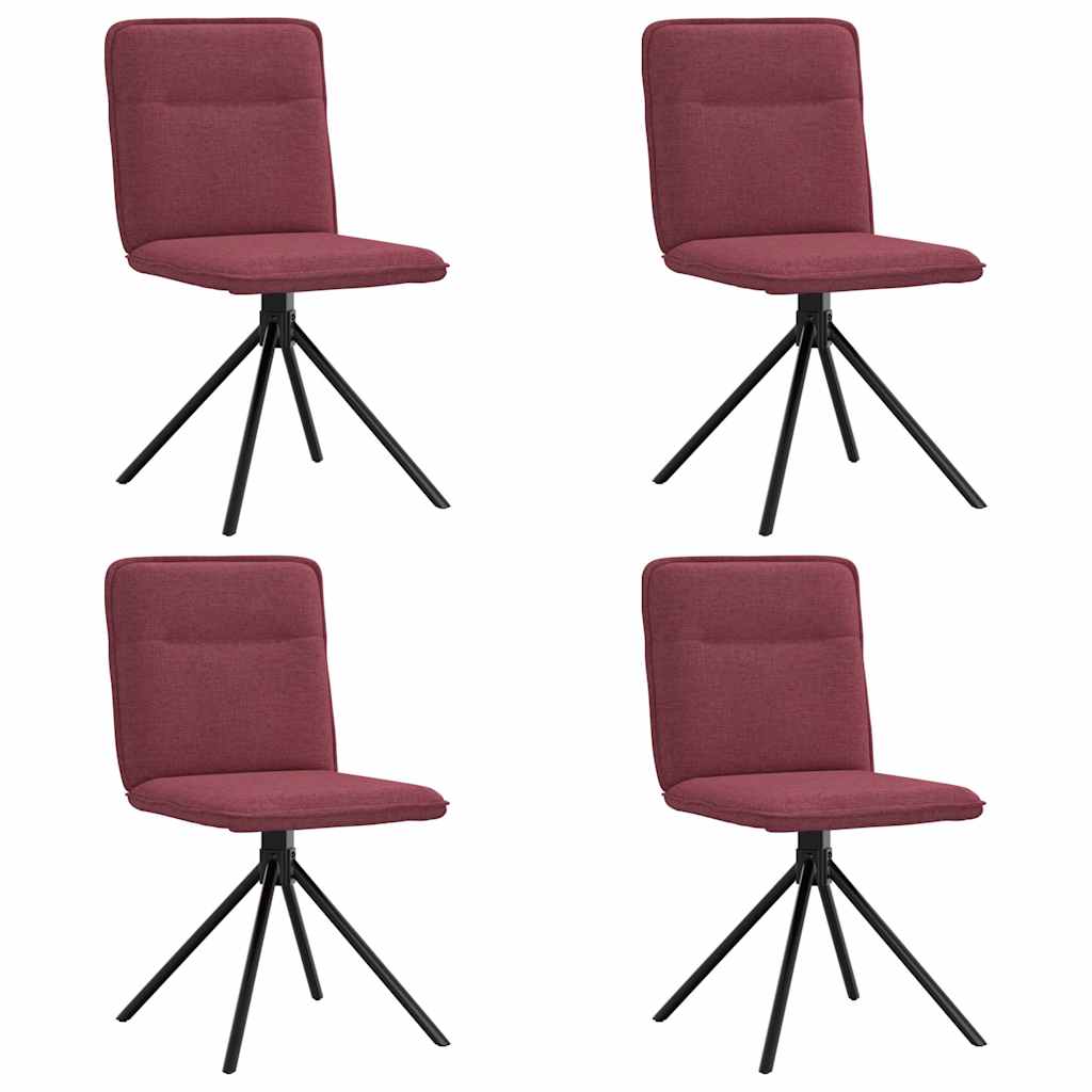 Chaises à manger lot de 4 rouge bordeaux tissu - XIOS