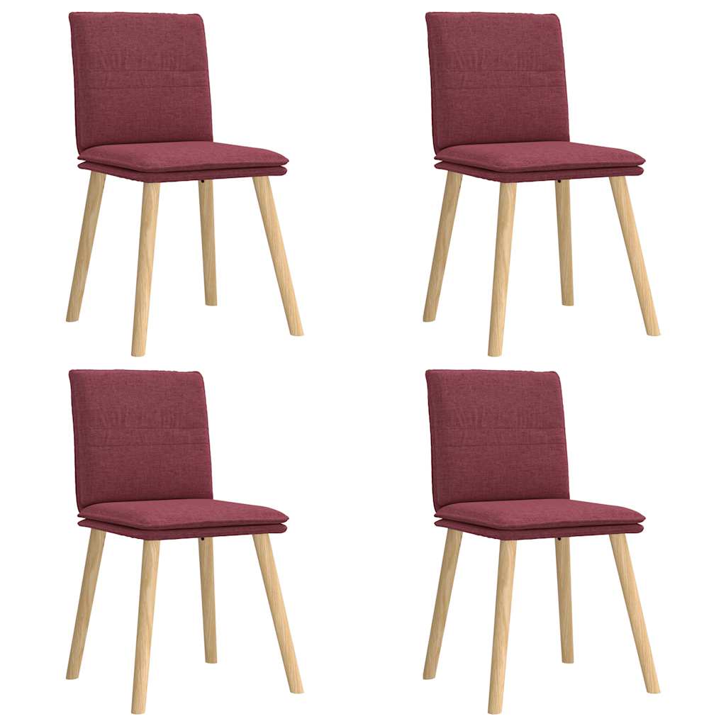 Chaises à manger lot de 4 rouge bordeaux tissu - XIOS