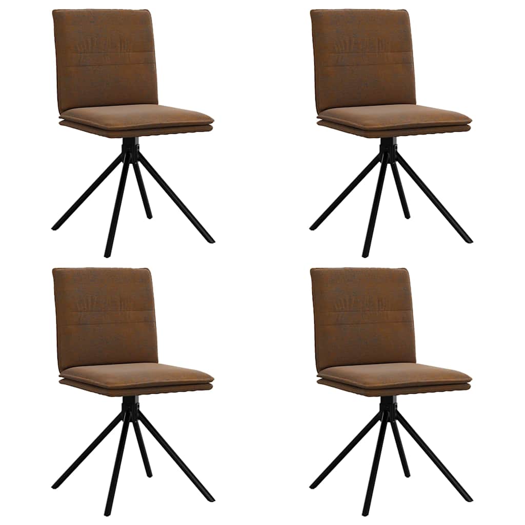 Chaises à manger lot de 4 marron similicuir daim - XIOS