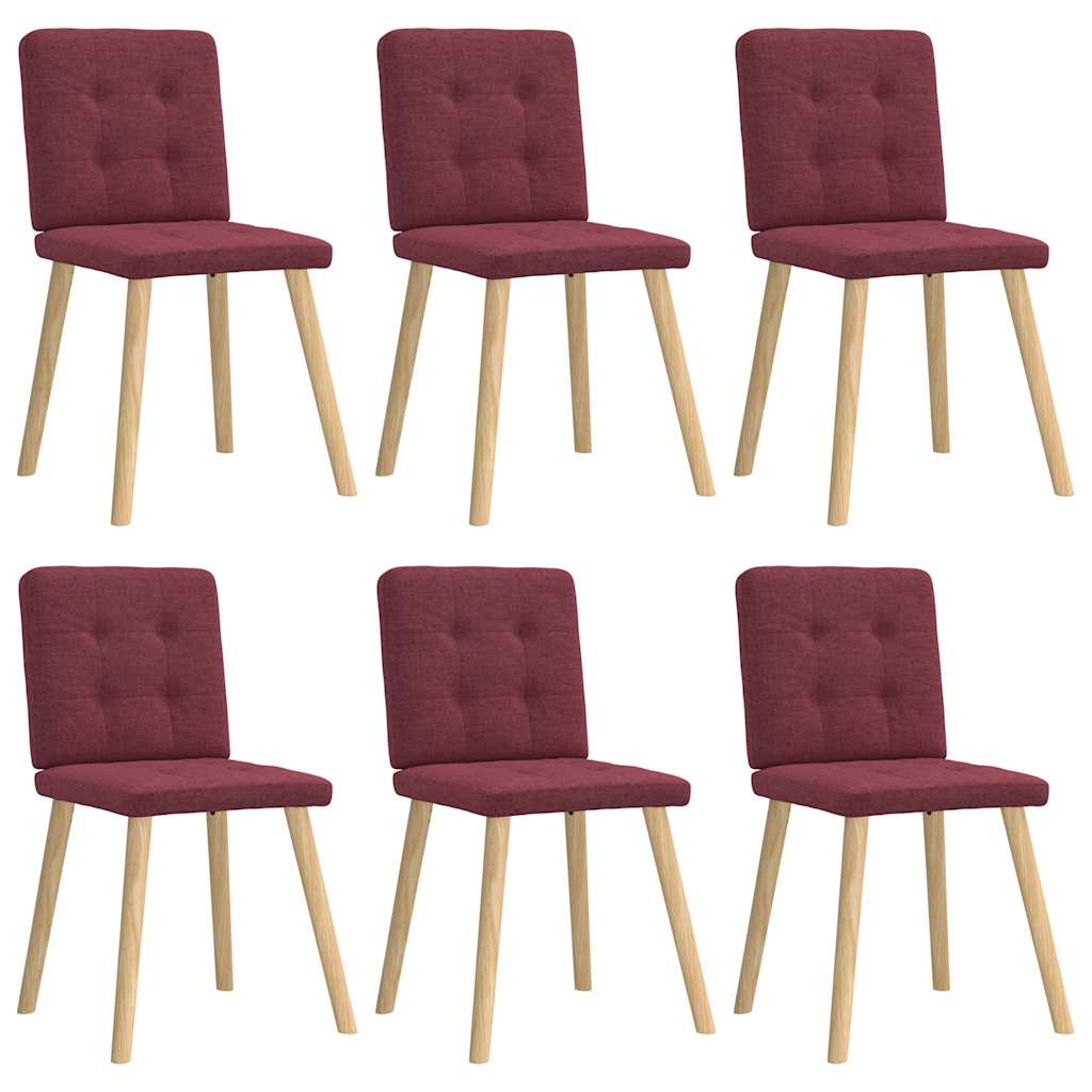 Chaises à manger lot de 6 rouge bordeaux tissu - XIOS