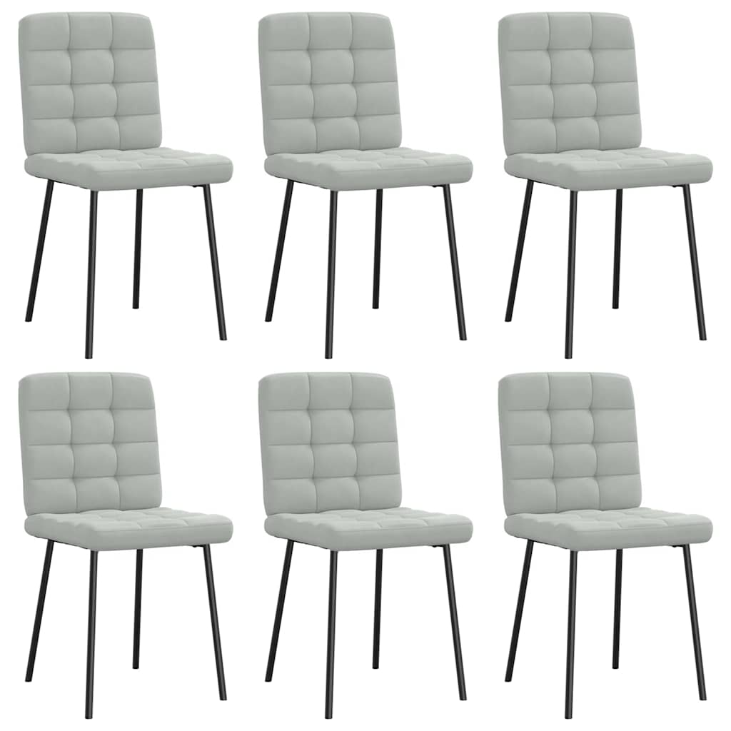 Chaises à manger lot de 6 gris clair velours - XIOS
