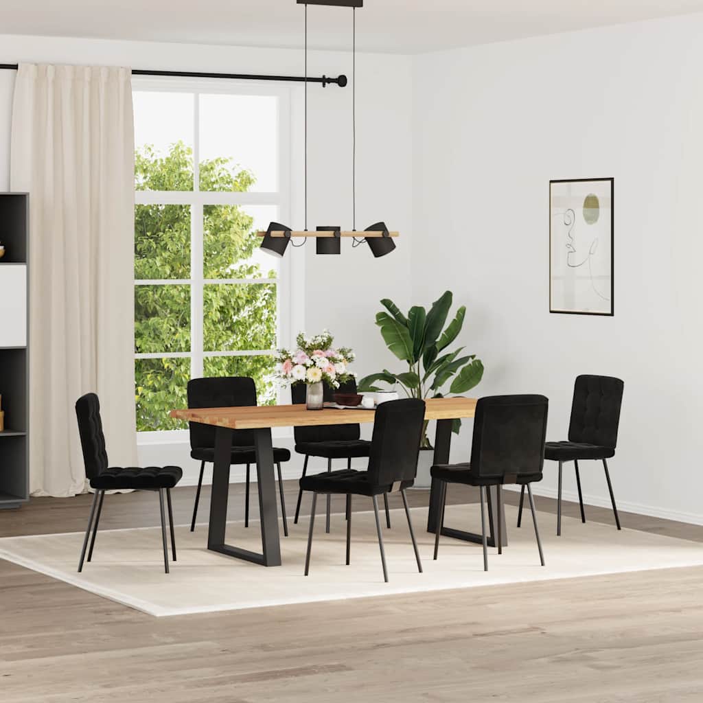 Chaises à manger lot de 6 noir velours - XIOS