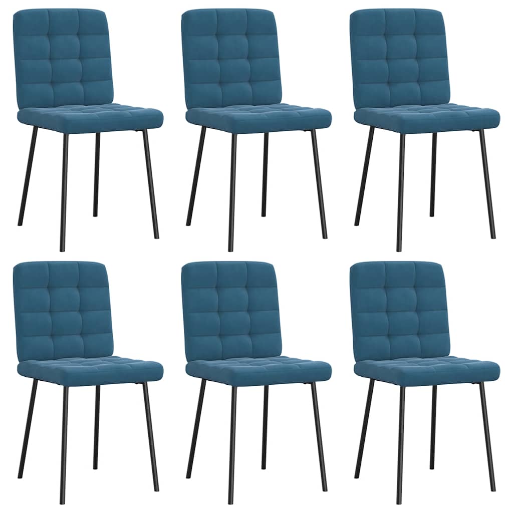 Chaises à manger lot de 6 bleu velours - XIOS