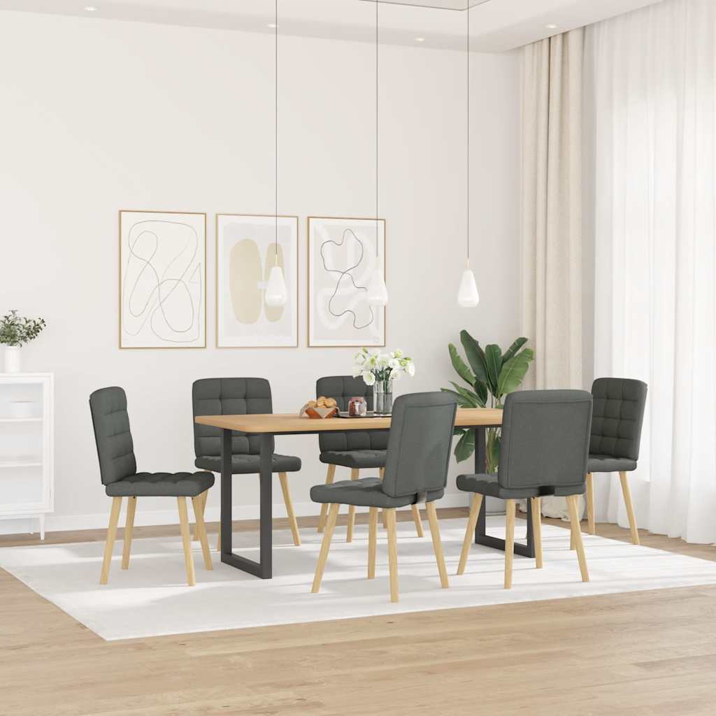 Chaises à manger lot de 6 gris foncé tissu - XIOS
