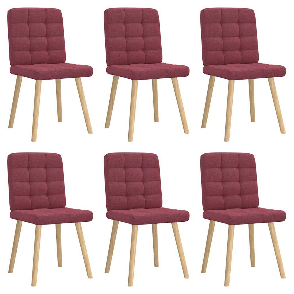Chaises à manger lot de 6 rouge bordeaux tissu - XIOS