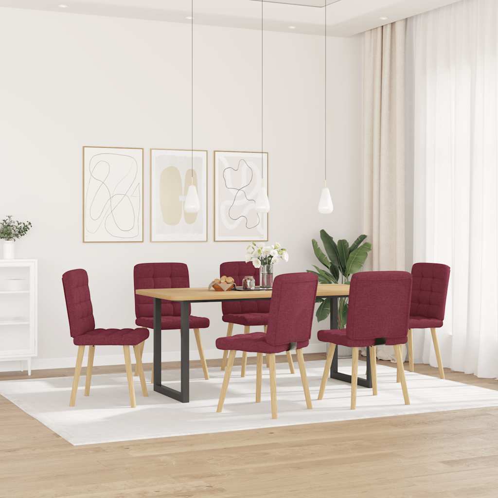 Chaises à manger lot de 6 rouge bordeaux tissu - XIOS