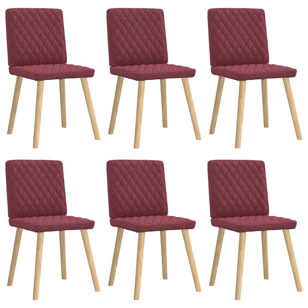 Chaises à manger lot de 6 rouge bordeaux tissu - XIOS