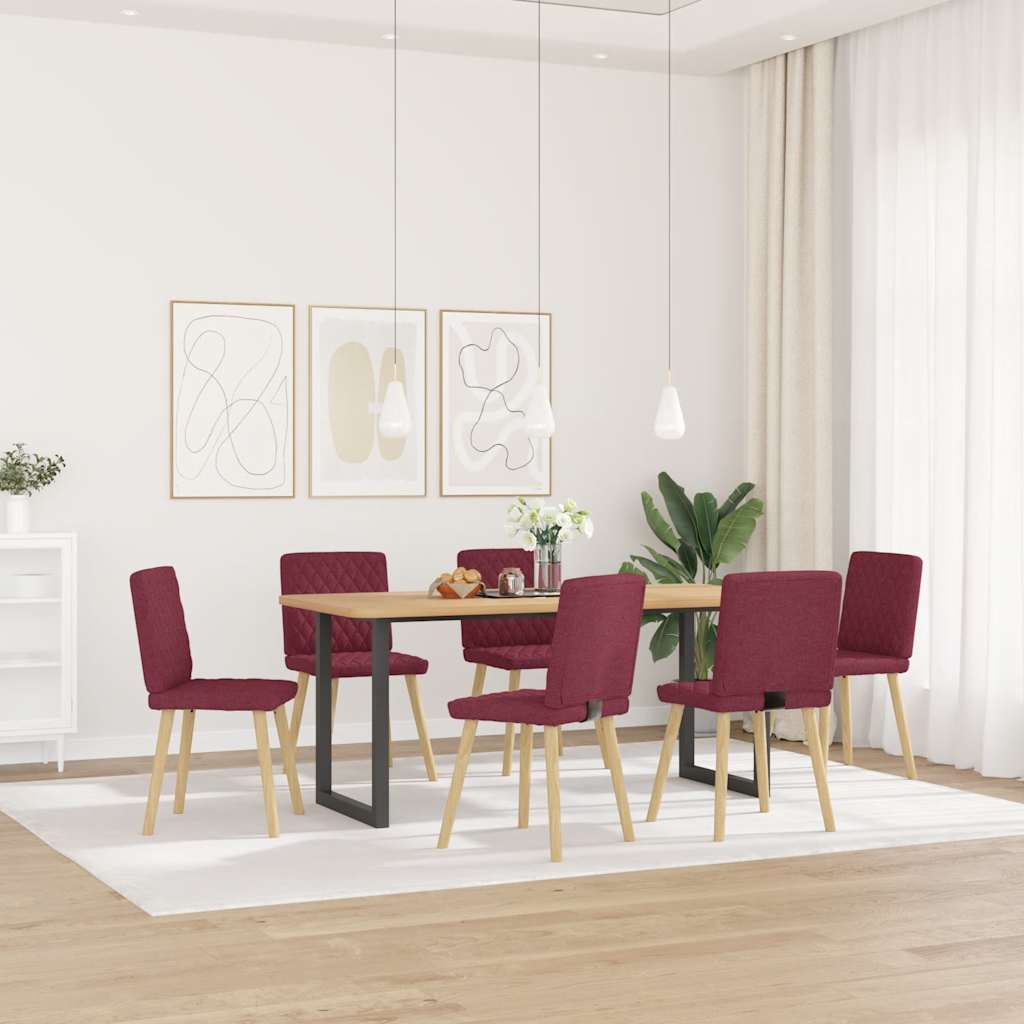 Chaises à manger lot de 6 rouge bordeaux tissu - XIOS