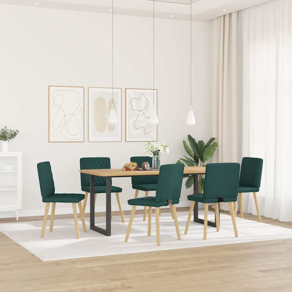 Chaises à manger lot de 6 vert foncé tissu - XIOS