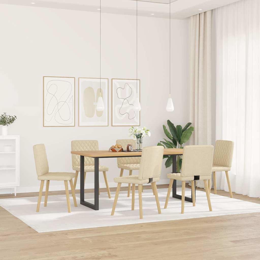 Chaises à manger lot de 6 crème tissu - XIOS