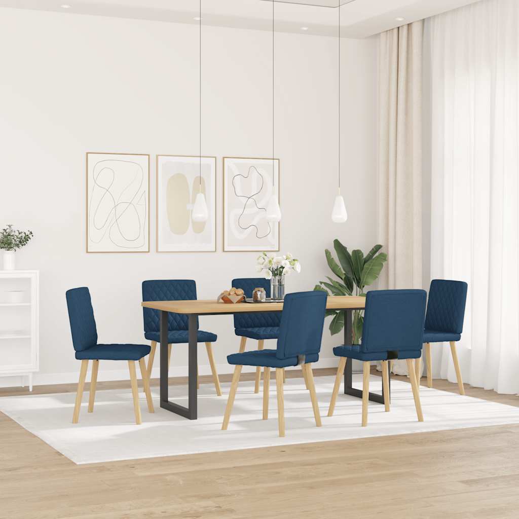 Chaises à manger lot de 6 bleu tissu - XIOS