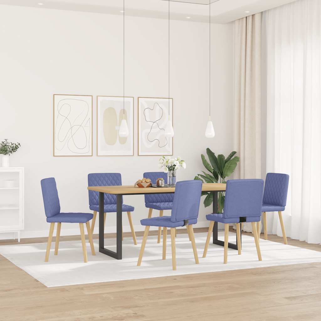 Chaises à manger lot de 6 bleu jean tissu