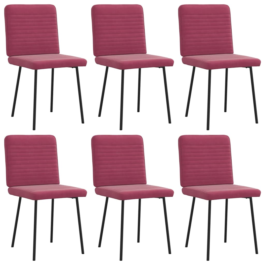 Chaises à manger lot de 6 rouge bordeaux velours - XIOS