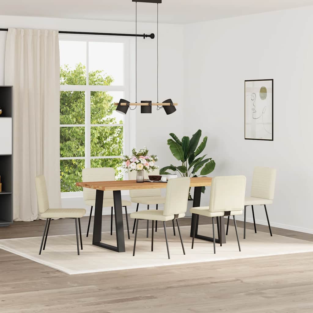 Chaises à manger lot de 6 crème velours - XIOS