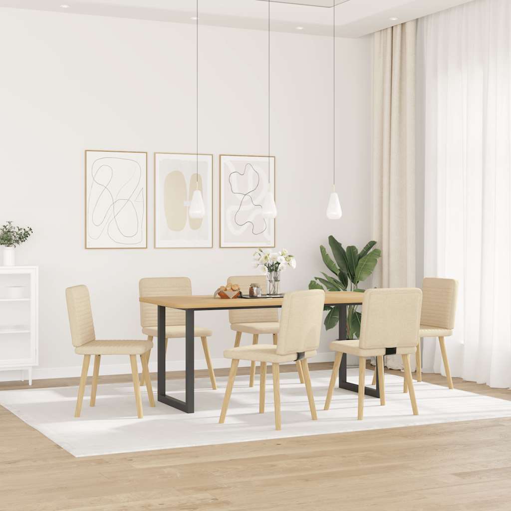 Chaises à manger lot de 6 crème tissu - XIOS