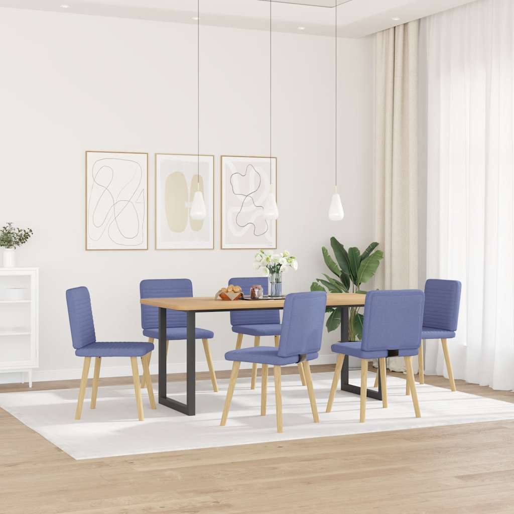 Chaises à manger lot de 6 bleu jean tissu