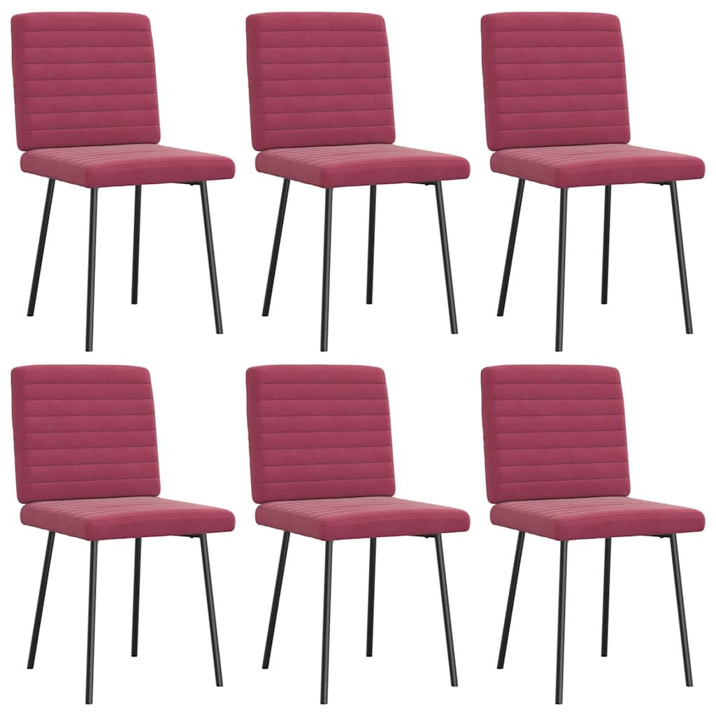Chaises à manger lot de 6 rouge bordeaux velours - XIOS