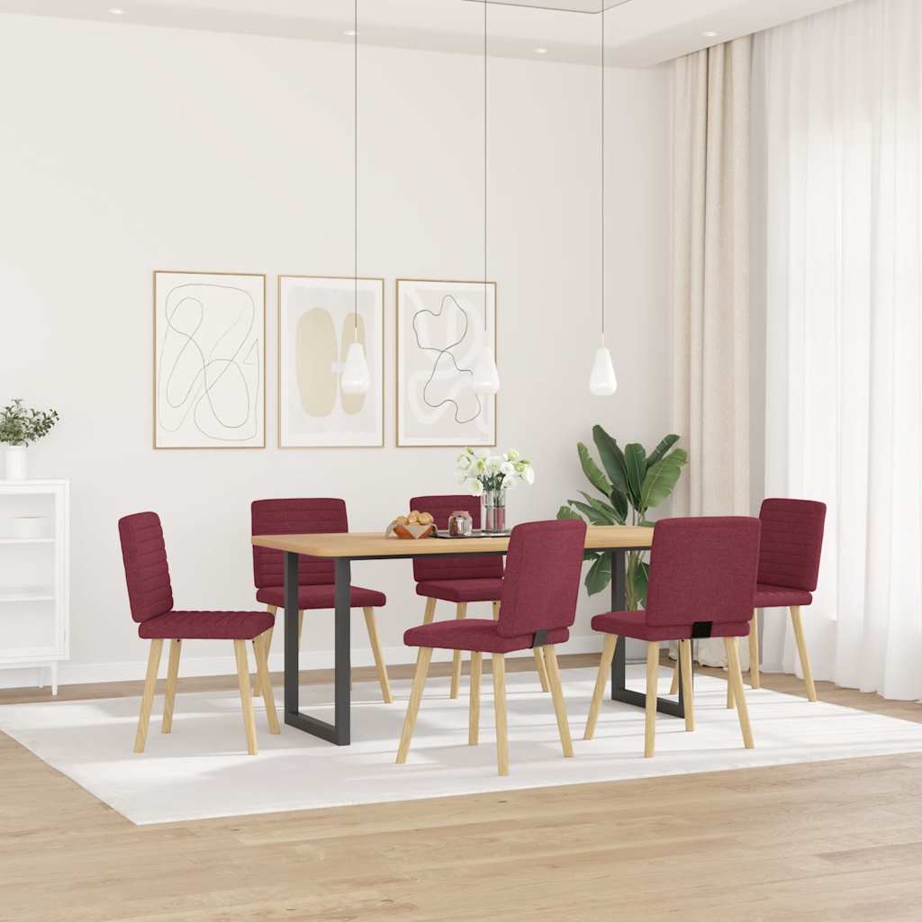 Chaises à manger lot de 6 rouge bordeaux tissu - XIOS
