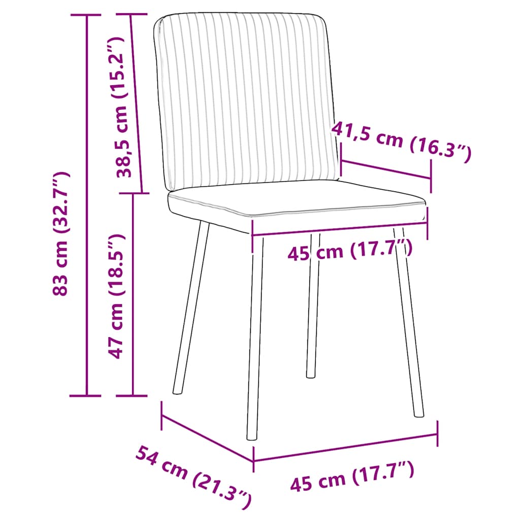 Chaises à manger lot de 6 noir velours - XIOS