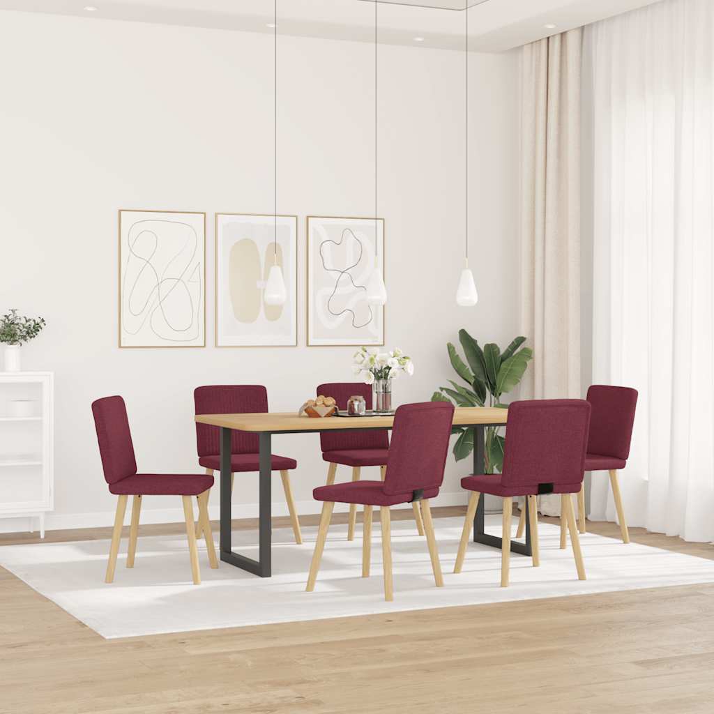 Chaises à manger lot de 6 rouge bordeaux tissu - XIOS
